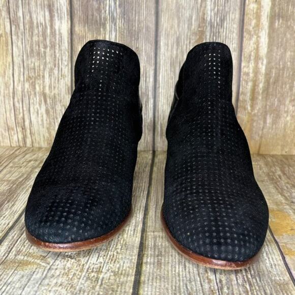 Sam Edelman Black Suede Distressed Block Heel Boho Ankle Bootie Womens Sz 11 - Picture 2 of 9